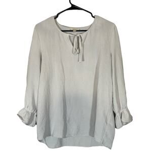 Como Blu Women’s Pale Blue Long Sleeve Tie Neck Lace Detail Blouse Size M